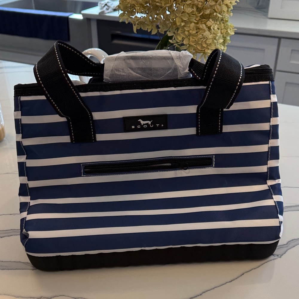 Scout Navy and White Striped Cooler Tote